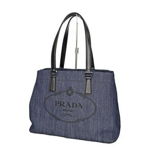 Prada Tote Bag Denim Leather